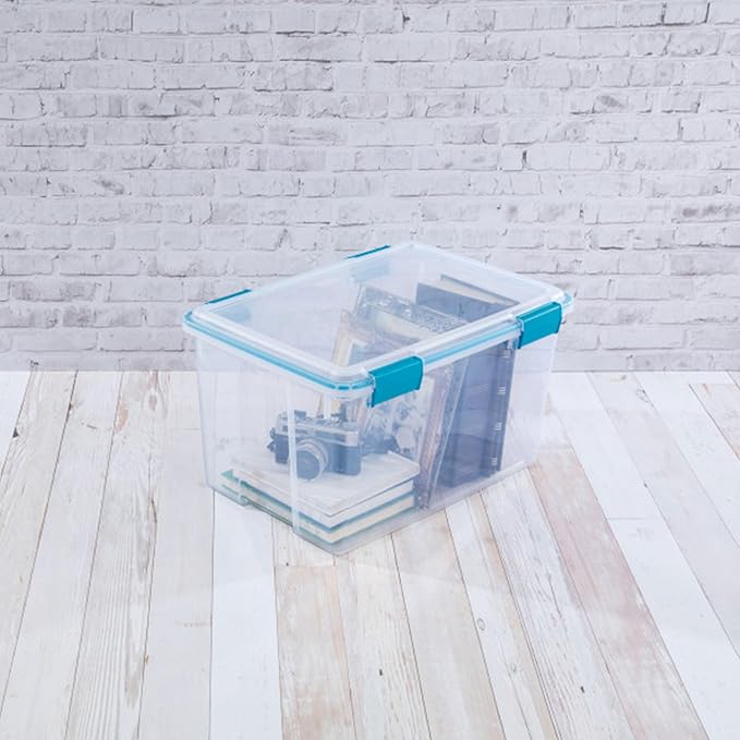 Sterilite 16-Pack Gasket Box, Weather-Resistant Storage Bins with Latching Lids, 54 Quart - Heavy-Duty Organizing Containers 
