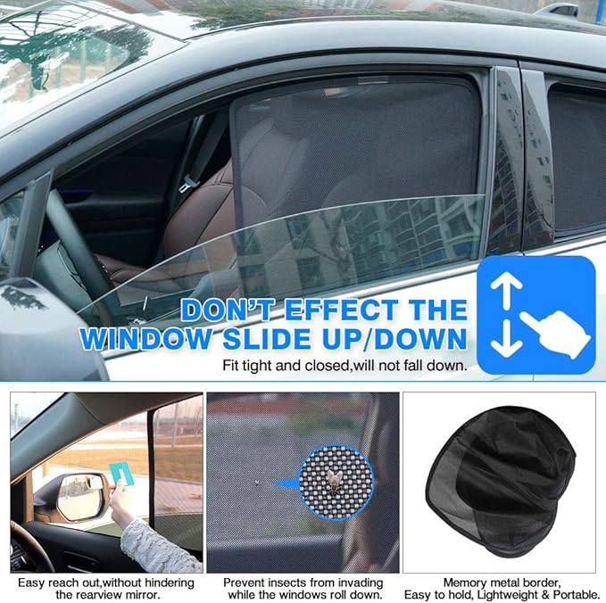 Powerty Custom Fit for Side Window Shade Toyota RAV4 2019-2024 2025-6 Pack 100% Light Block Car Priavcy Curtains Shades for Baby, Camping, Napping, Sleeping