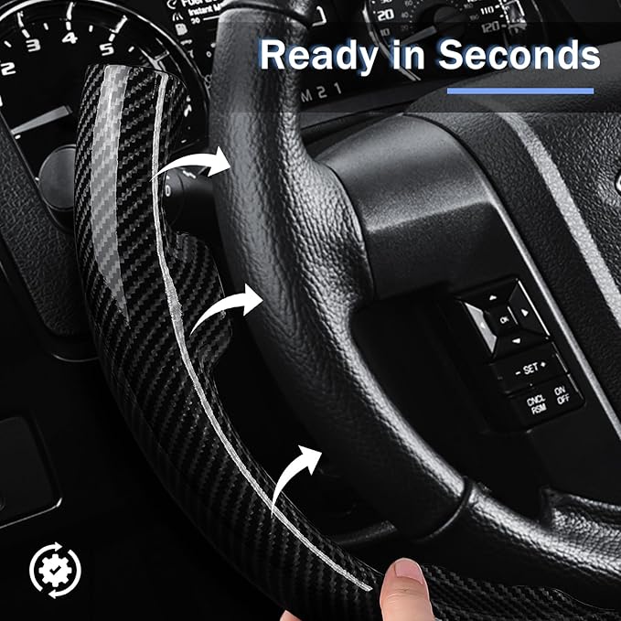 Steering Wheel Cover for Ford F150 2009-2014/ Ford Expedition 2015-2017, Car Steering Wheel Cover Protector Accessories for Ford (Glossy Black)