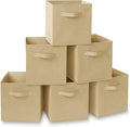 Casafield Set of 6 Collapsible Fabric Cube Storage Bins, Sandy Beige - 11" Foldable Cloth Baskets for Shelves, Cubby Organize