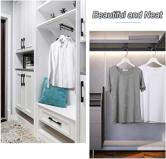Pull Out Clothes Rail Extendable Pull Out Closet Rod - Wardrobe Pull-Out Trousers Rack, Extendable Wardrobe Rail in Steel, Ad