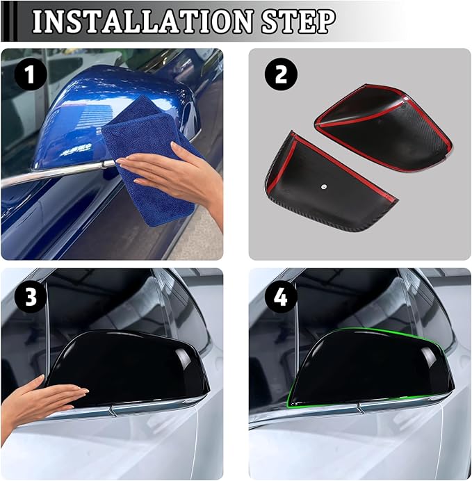 Side Mirror Cover for Tesla Car Exterior Accessories ABS Plastic Outside Cap (Pack of 2)(Model X 2017-2020 Gloss Black)