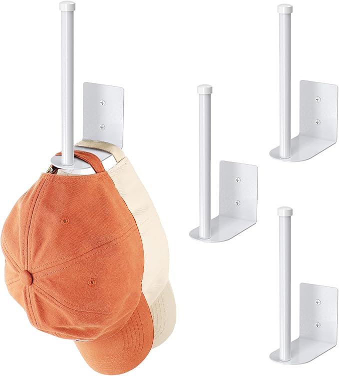 Durmmur 4 Pack Hat Racks for Baseball Caps, Stainless Steel Hat Organizer for Baseball Cap, Hat Holder Storage Organizer, Hat