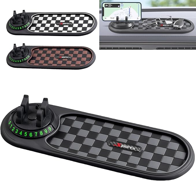 Multifunction Car Anti-Slip Mat, 3-in-1 Rotating Dashboard Mat, Large Storage Pad, Anti-Slip Phone Holder, 360° Rotating Moun