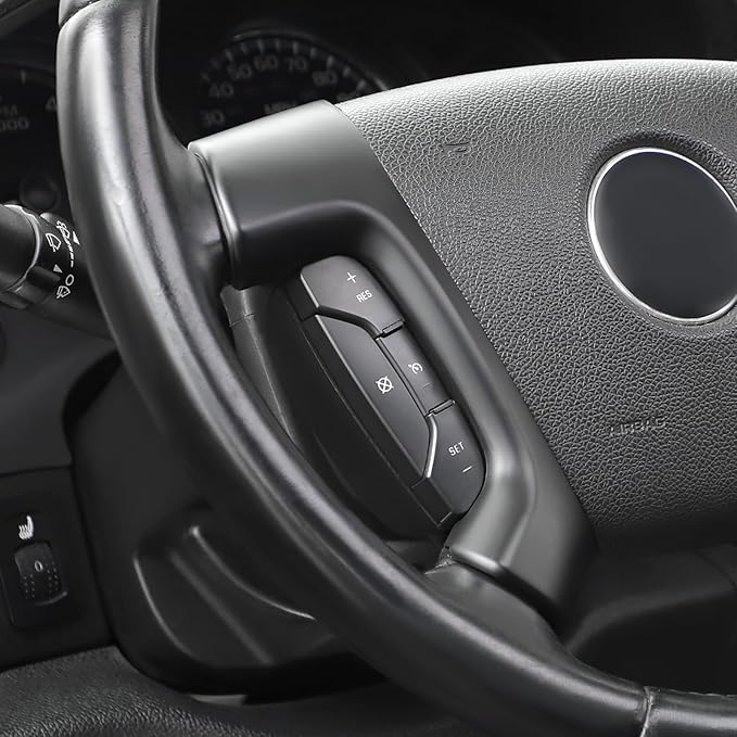 Linskip Steering Wheel Trim Covers Compatible with Avalanche/Suburban/Tahoe/Traverse/Silverado 1500 2500HD 3500HD & Yukon/Sierra & Cadillac Escalade 2007-2013 Matte Black Interior Accessories