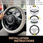 PINCTROT Nappa Leather Steering Wheel Cover, Slim Fit No Bulk Design, One Piece Leather with Breathable Perforation, Fit Like