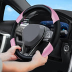 Soft Leather Steering Wheel Cover with Breathable Design and Anti-Slip Grip, Fully Compatible with Tesla, Toyota, Honda, Niss