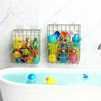 Greentainer 2 PackBath Toy Organizer, Wall Mounted Shower Storage Basket - Metal Bathtub Toy Holder with Hooks for Sorting Ki