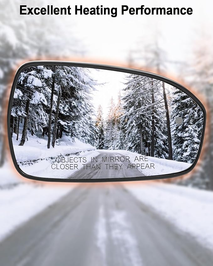 Right Passenger Side Mirror Glass Fit for Ford Fusion 2013-2021, View Convex Mirror Heated with Blind Spot Detection BLIS Replace DS7Z17K707C DS7Z-17K707-C