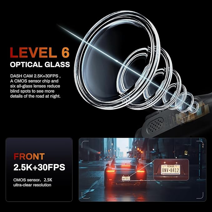 2K Dash Cam Front 2K Full HD Dash Camera for Cars, 5G Wi-Fi & App Control car Camera with Night Vision, 170°Wide Angle, WDR, 
