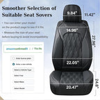 Coverado Car Seat Cover, Black Seat Cover for Cars, Luxury Leather Seat Covers Full Set with Embossed Pattern, Waterproof Car