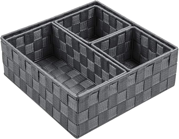 Posprica Woven Storage Baskets for Organizing, Small Baskets Cube Bin Container Tote Organizer Divider for Drawer, Closet, Sh