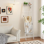 BAMBANG 6-Tier Blanket Ladder for Living Room, Blanket Quilt Ladder Rack Rustic Decorative Towel Holder, Wall Leaning Blanket