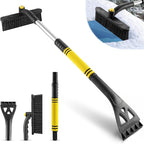 LivTee 32" Snow Brush and Ice Scrapers for Car Windshield, Extendable Car Snow Accessories with Foam Grip, Brush Supports 360 Degree Rotation, Car Winter Removal Tool for Cars, Trucks, SUVs