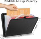 Huolewa Fireproof Accordion File Organizer, Portable Expanding File Folder with Waterproof Zipper&Labels, Black Document Orga