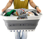 SAMMART 42L (11 gallon) Collapsible Plastic Laundry Basket - Foldable Pop Up Storage Container/Organizer - Space Saving Hampe