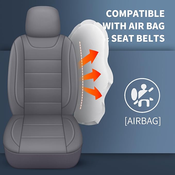 Car Seat Covers, Quilting Leather Seat Covers Full Set, Waterproof Faux Leather Automotive Seat Covers for Cars, Universal Ca
