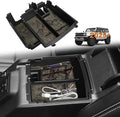 TripleAliners Center Console Organizer Compatible with 2025 2026 Ford Bronco(Not for 2-Door& Manual &Bronco Sport) Accessories Console Storage Box Armrest Tray | Two Layers with Leather Trim (Gray)