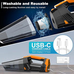 Car Vacuum Portable with LED Light, High Power Suction, Lightweight Rechargeable Hand Vacuum, Hand Held Vacuum Cleaner for Ca