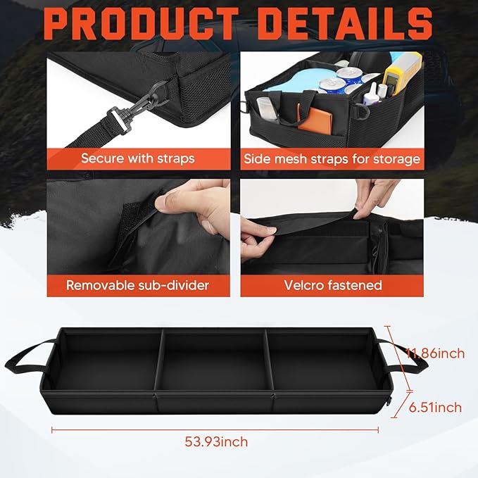 Under Seat Storage - Truck Underseat Tool Box Organizer with 3 Removable Dividers for 2015-2025 2026 Ford F150 SuperCrew Cab