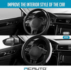 PIC AUTO Steering Wheel Cover, Glitter Gel Particles & Black Luxury Leather Car Steering Cover, Universal Fit 14.5"-15.5" Ant