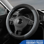 Skechers Steering Wheel Cover Memory Foam,Luxury Leather Steering Wheel Covers,Universal Anti-Slip Fit 14" 1/2-15" Car Wheel 