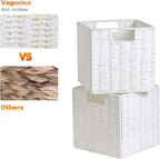 Vagusicc Wicker Storage Basket, Set of 2 Hand-Woven Wicker Baskets for Organizing, Foldable Cube Storage Basket Bins, 13 Inch