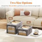 Lifewit Clothes Storage Bins with Metal Frame 3 Pack, Fabric Stackable Storage Bags with Lids, Zipper, Foldable Clost Organiz