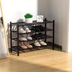 RONGJlA 4 Tier Bamboo Shoe Rack for Closet Free Standing Wood Shoe Shelf Storage Organizer for Entryway Small Space Stackable