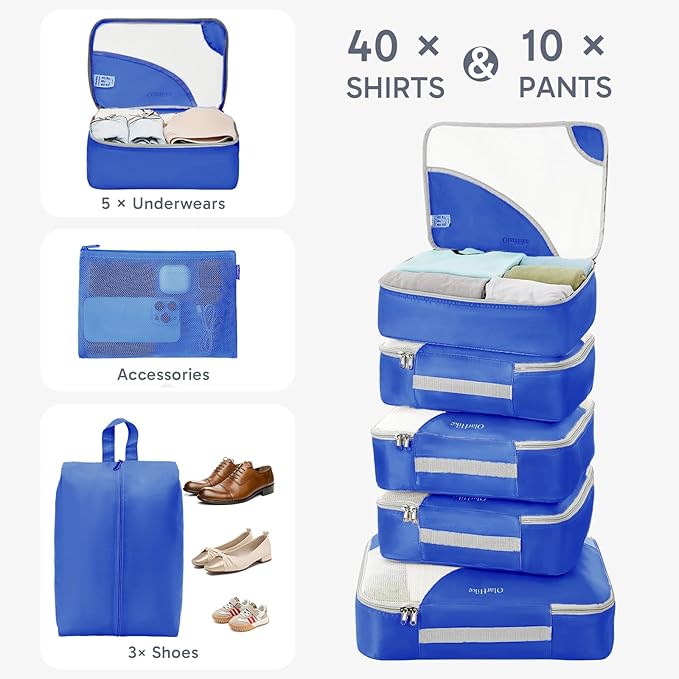 10 Set Packing Cubes for Travel, Gifts for Women Mom,Anti-Tearing Suitcase Organizer for Luggage with Shoe & Hanging Toiletry