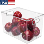 iDesign Linus BPA-Free Plastic Deep Kitchen Storage Bin with Handles - 12" x 8" x 7.75", Clear