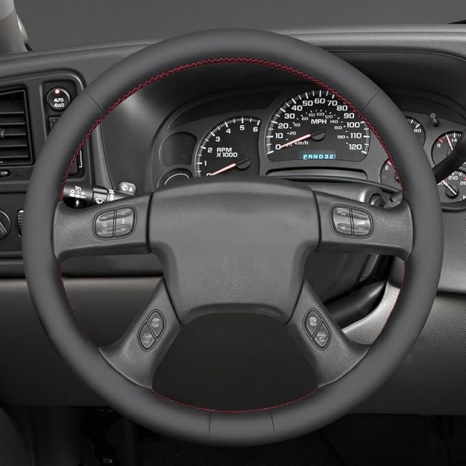 MEWANT Steering Wheel Cover for Chevy Silverado 1500/2500 / 3500 2003-2006 / Silverado 1500 2500HD 3500 Classic/Trailblazer Hand-Stitched Microfiber Leather Steering Wheel Wrap
