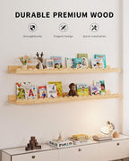Shario Nursery Book Shelves, 4-Pack Wood Floating Shelves for Wall Kids, Scalloped Shelves, Wall Book Shelves for Bedroom Kid