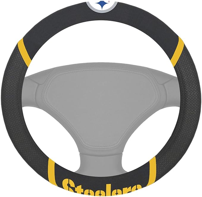 FANMATS NFL Unisex-Adult Embroidered Steering Wheel Cover