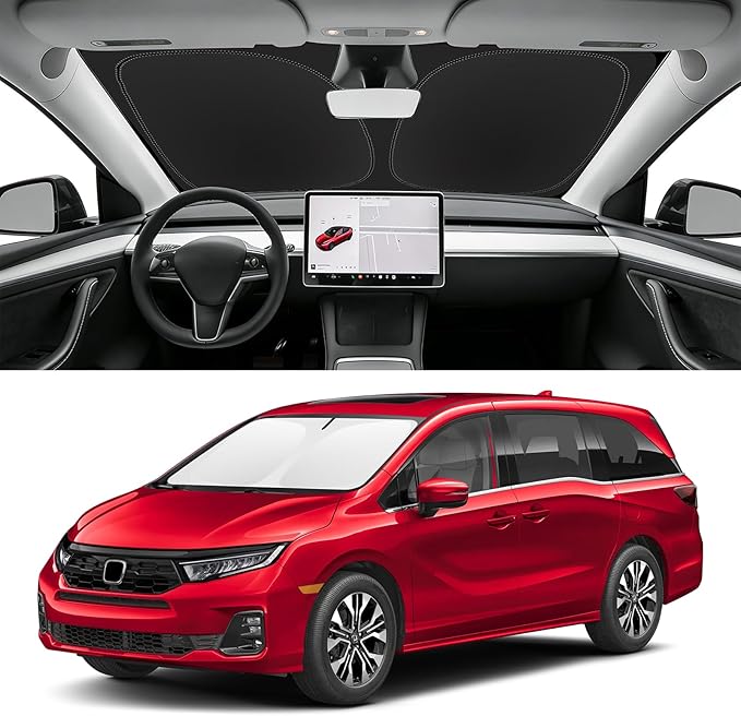 Custom Fit Windshield Sun Shade for Honda Odyssey 2018-2026, Blocks UV & Heat, Front Window Sunshade Accessories, Easy Fold & Store Keep Your Car Cooler