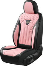 FLORICH Automotive Seat Covers for Cars Front Seats, Leather Car Seat Covers Waterproof Pink & Black Seat Covers 2 Pack, Univ