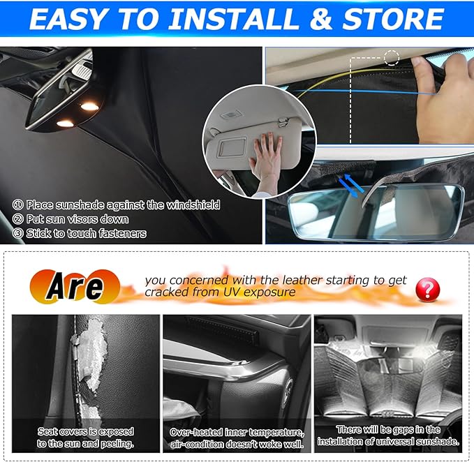 Karltys 3PCS Windshield Sun Shade for 2022-2025 Lexus NX NX250 NX350 NX350h NX450h+, Front and Side Window Sunshade Cover Custom Fit Lexus NX, Foldable Sun Visor Protector Blocks Heat UV Rays