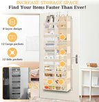 2 Pack Over The Door Organizer 6 Tiers, Extra Large Behind Door Storage of 12 Compartments, 80 lbs Weight Capacity Hanging St