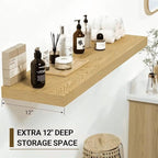 Vivelove 12 Inch Deep Floating Shelves 55 inch Long, Thick Wall Shelves with Invisible Brackets, Shelf for Bedroom Bathroom L