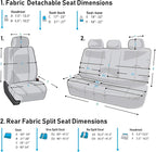 FH Group 3 Row Set 7 Seater Light & Breezy Flat Cloth Car Seat Covers, Combo Steering Wheel Cover & Seat Belt Pads, Airbag an