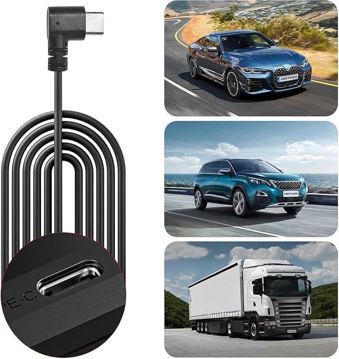 REDTIGER Dash Cam Multi-Size Hardwire Kit with Dual Indicator Light, USB C Power Port, Includes 4 Types of Fuses Adapters,24H Parking Monitoring with Low Voltage Protection