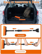 33 Inch Ice Scrapers for Car Windshield, 3 in 1 Extendable Snow Brush, Snow Scraper for Car with Foam Grip and 270° Pivoting Brush Head, Silicone Squeegee for Sedan SUV Truck RV