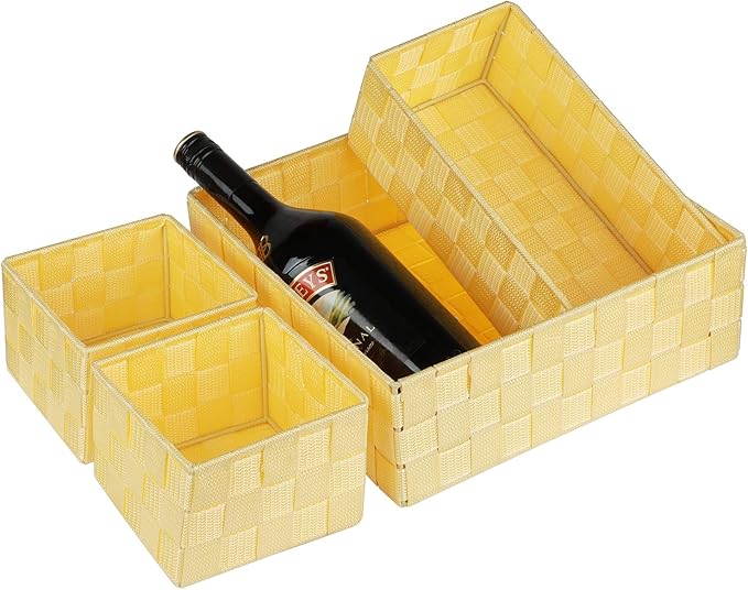 Posprica Woven Storage Baskets for Organizing, Small Black Baskets Cube Bin Container Tote Organizer Divider for Drawer, Clos