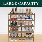 Smiry Bamboo Shoe Rack 5-Tier, Stackable Wooden Shoe Organizer for Entryway & Closet, Free Standing Wood Shoe Storage Shelf f