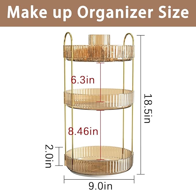 shuang qing Rotating Makeup Organizer for Vanity, High-Capacity Skincare Clear Make Up Storage Perfume Organizers Cosmetic Dr