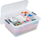 IRIS USA Clip Box with Removable Tray and Latching Lids, 18 Quart Craft Storage Bins, Art & Writing Supply Containers for Hom