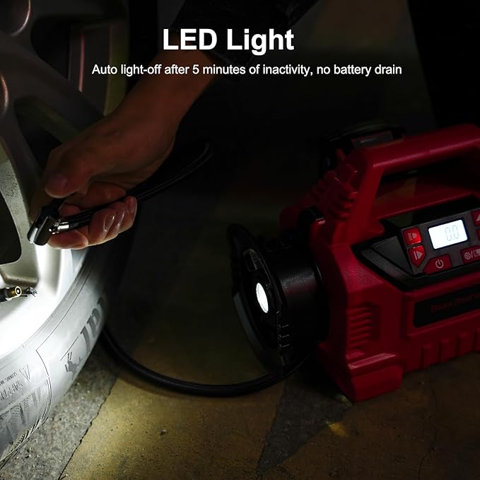 MaxMore Portable Tire Inflator/deflator Compatible with Milwaukee 18V Battery (Tool Only),160 PSI High Pressure Cordless Air Compressor Pump, Digital Gauge, Auto Shut-Off, LED Light for Car, Bike