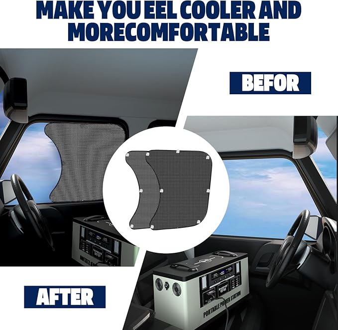 2Pcs Semi Truck Side Window Sun Shades with Suction Cups, UV Protection Semi Truck Curtains for Freightliner Cascadia Interior Accessories 23.6x21.6 Inch