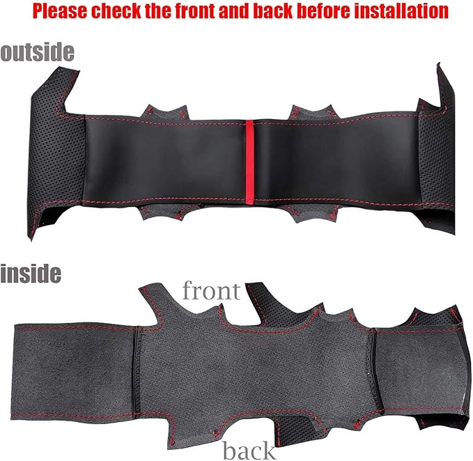 Car Steering Wheel Cover for 2014 Toyota Sienna XLE Model AWD SE 2011 2012 2013 DIY Customization Automotive Interior Accessories Hand Stitched Black Microfiber Leather Red Marker Line