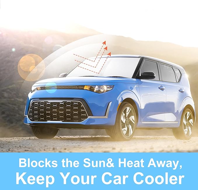 Front Windshield Sun Shade Foldable Car Front Window Sun Shade Windshield Shade Custom Fit for 2020-2026 Kia Soul Block UV Rays Accessories Heat Keep Cooler